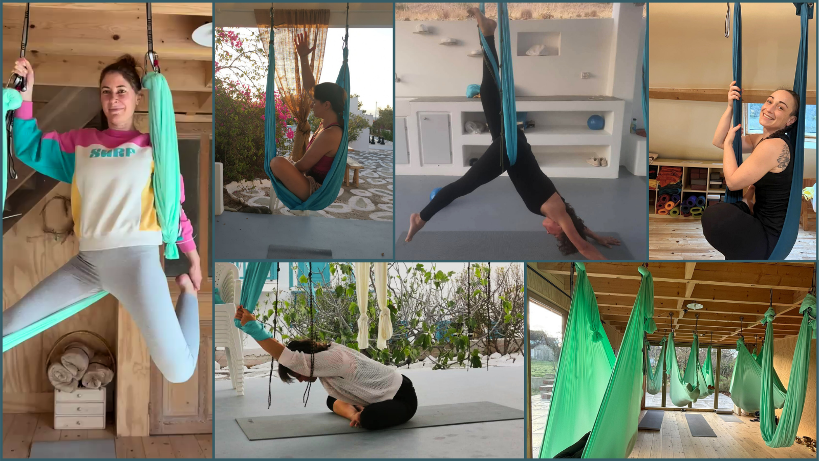 collage photo yoga aérien